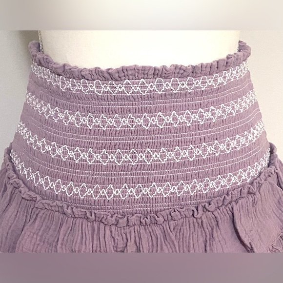 The Impeccable Pig Womens S Solid Lt Purple Classic Ruffle Skirt Boho Preppy - Picture 3 of 10
